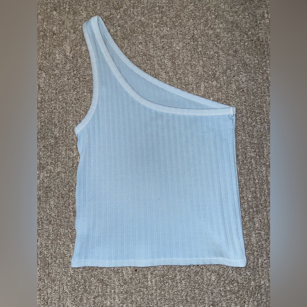 💙 American Eagle Ribbed Baby Blue One-Shoulder Crop Top